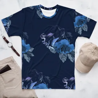 Vintage Blue Flowers  All-Over print T-shirt