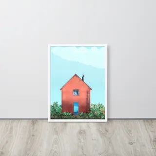 Solitary Red House Framed Poster