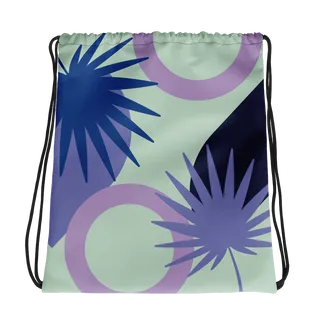 Tropical Leaves Drawstring Bag