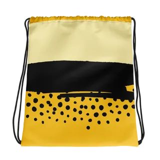 Abstract Yellow/black Drawstring Bag