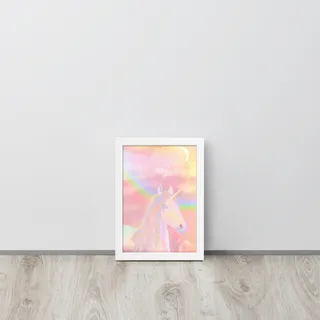 Neon Unicorn Framed Poster